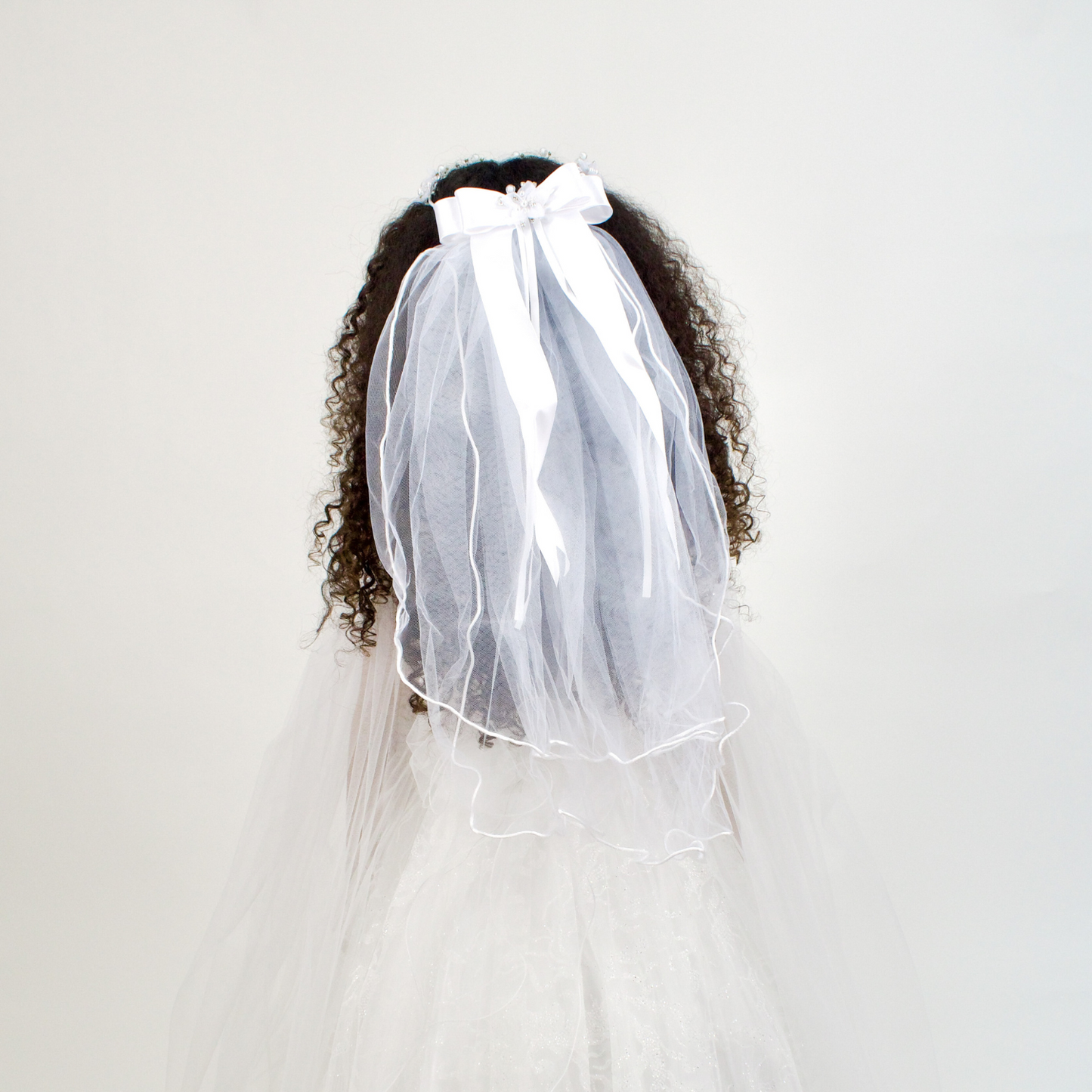 Flowers bow veil for girls dresses