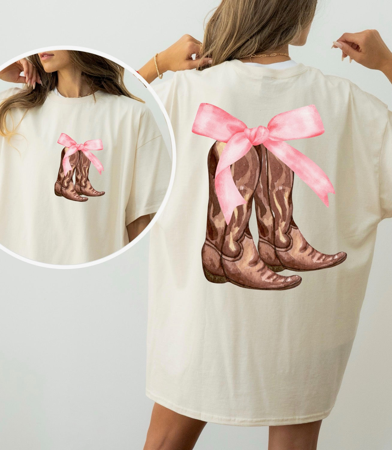 Coquette Cowboy Boots (front and back) - Comfort Tee