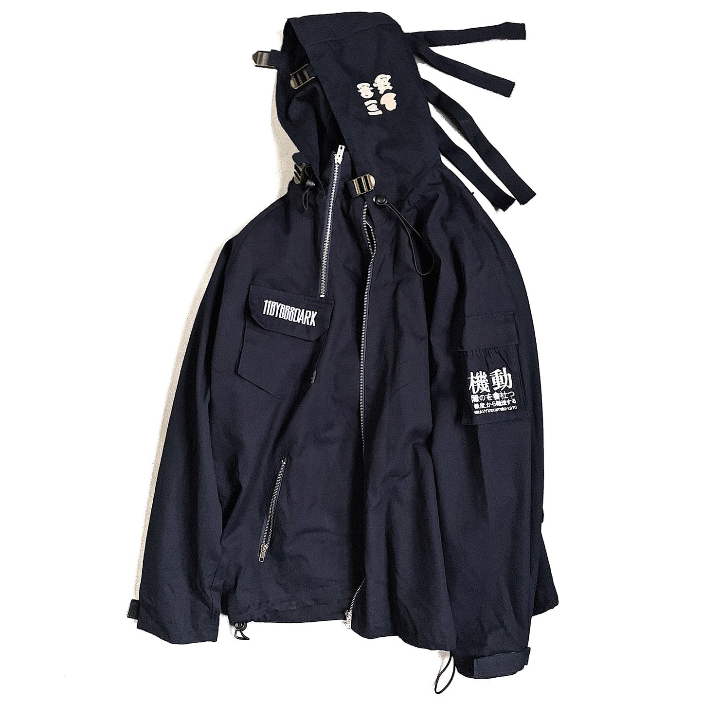 Hip Hop Cargo Jackets Men 2020 Letter Printed Autumn Casual Streetwear Harajuku Ribbons Pockets Turtleneck Coats