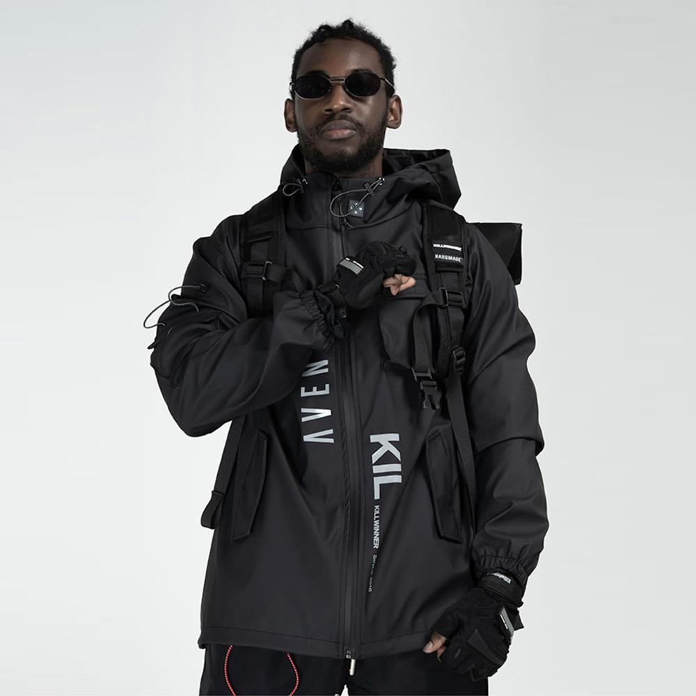 Multi Pockets Cargo Jackets Men Windbreaker Hip Hop Streetwear Outdoor Techwear Jackets Harajuku Cargo Coats