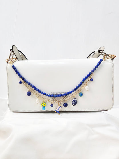 Lapis With Mushroom And Boots Double Layers Chain Bag Charm