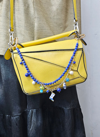 Lapis With Mushroom And Boots Double Layers Chain Bag Charm