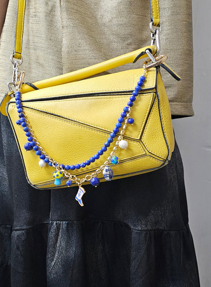 Lapis With Mushroom And Boots Double Layers Chain Bag Charm