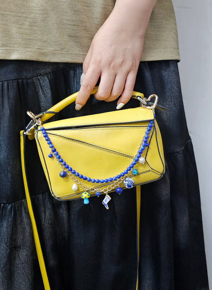 Lapis With Mushroom And Boots Double Layers Chain Bag Charm