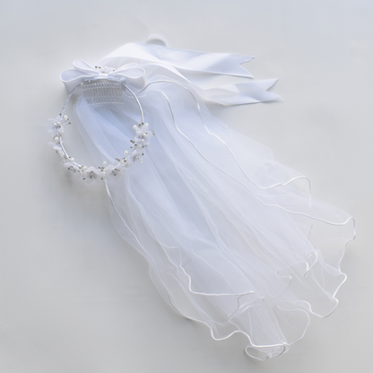 Flowers bow veil for girls dresses