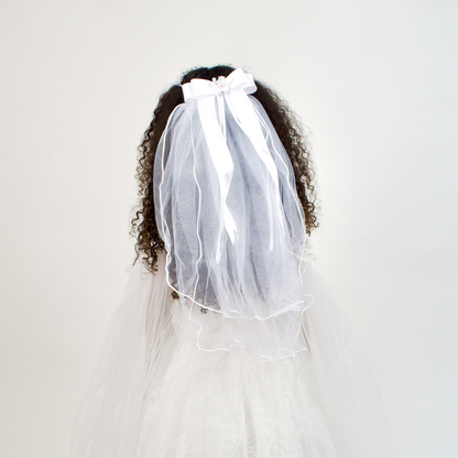 Flowers bow veil for girls dresses