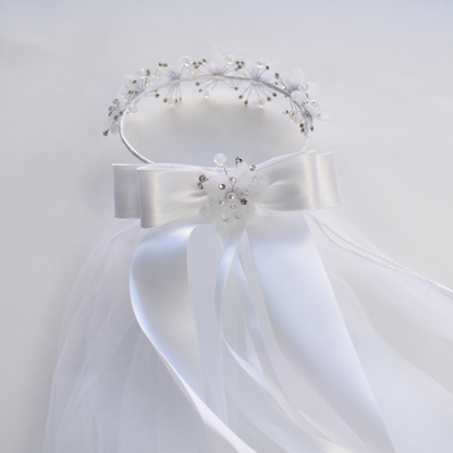 Flowers bow veil for girls dresses