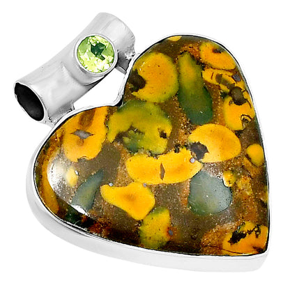 Premium Heart Bamboo Jasper & Peridot Pendant P-1300 56-EP10649