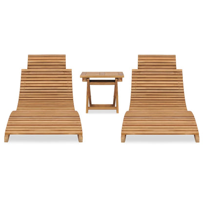 vidaXL 3 Piece Folding Patio Lounge Set Solid Teak Wood