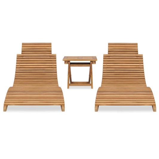 vidaXL 3 Piece Folding Patio Lounge Set Solid Teak Wood