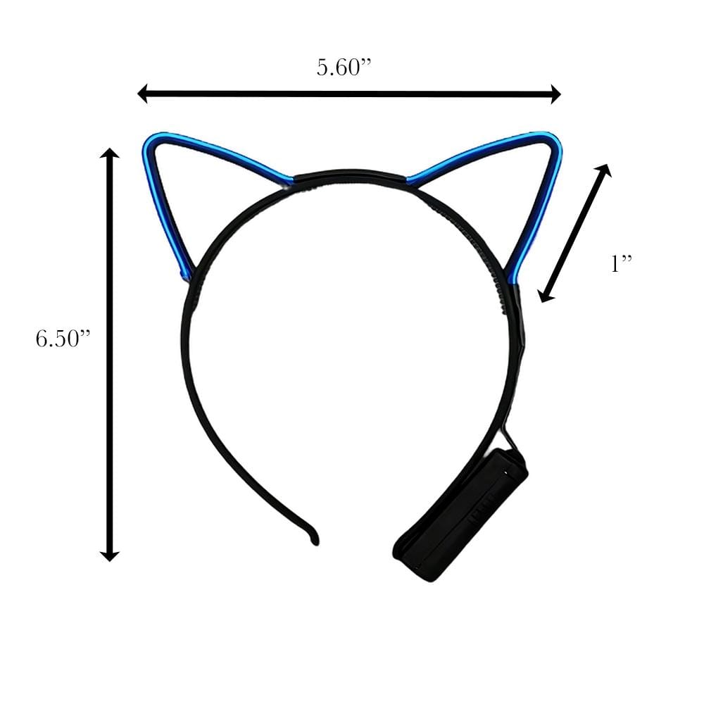 Electro Luminescent Cat Animal Ears Headband Blue