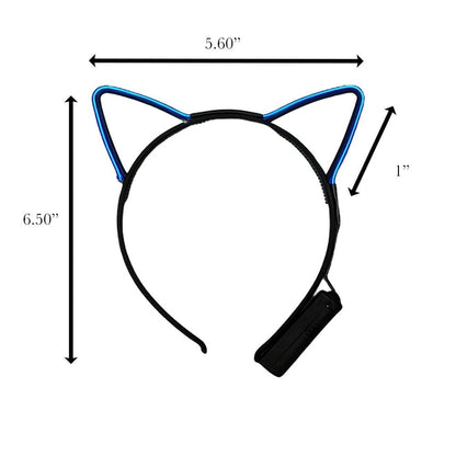 Electro Luminescent Cat Animal Ears Headband Blue