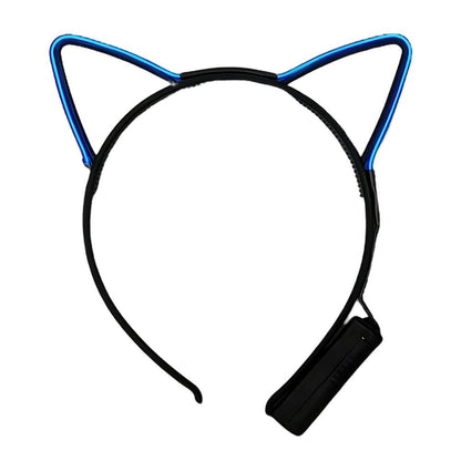 Electro Luminescent Cat Animal Ears Headband Blue