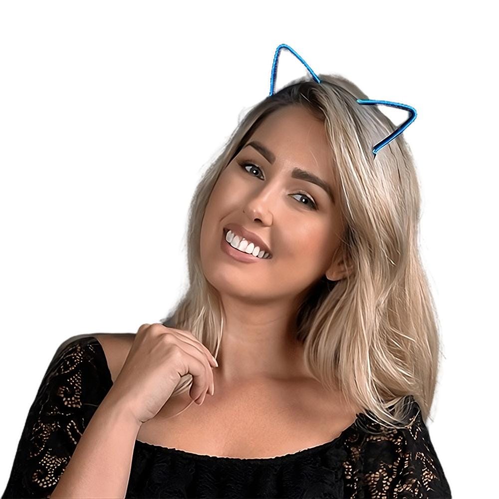 Electro Luminescent Cat Animal Ears Headband Blue
