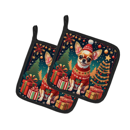 Chihuahua Christmas Pair of Pot Holders