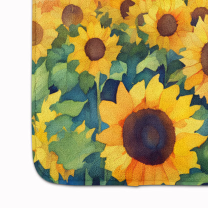 Kansas Sunflowers in Watercolor Memory Foam Kitchen Mat