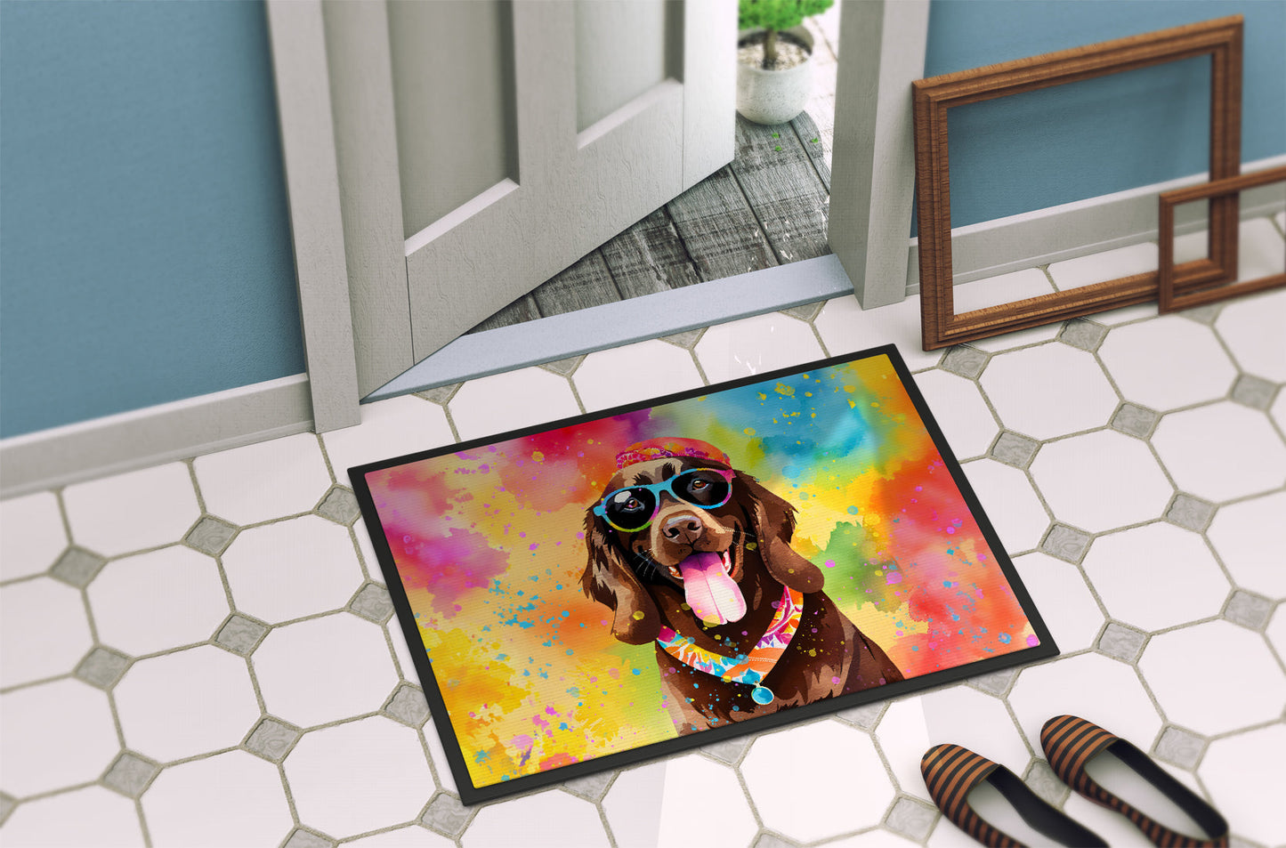 Chocolate Labrador Hippie Dawg Doormat