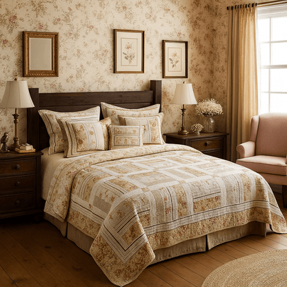DaDa Bedding Cottage Floral Blossoming Patchwork Quilted Coverlet Bedspread Set (DXJ103112)