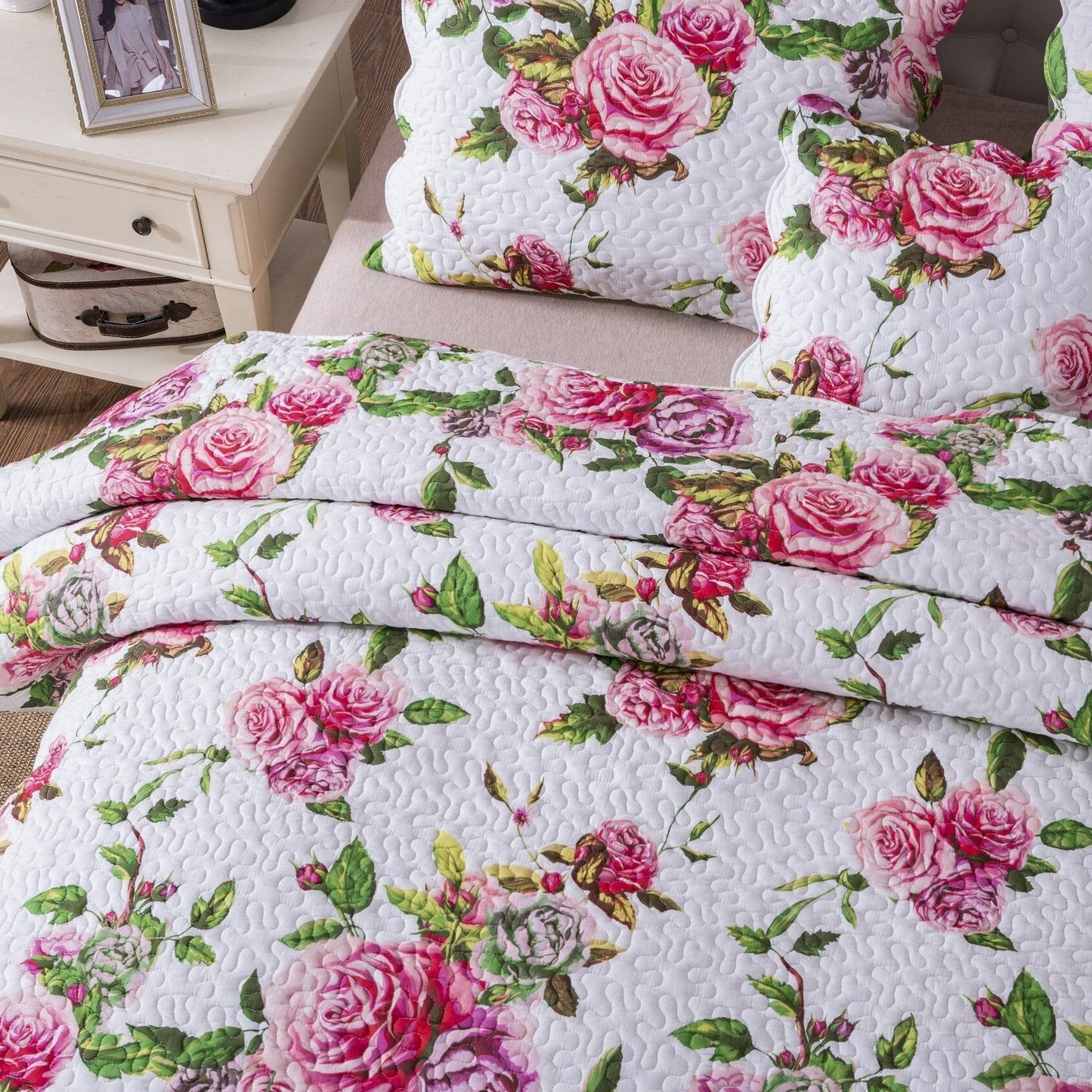 DaDa Bedding Bed in a Bag Bundle Set - Romantic Roses Lovely Blooming Floral Bedding Set (JHW-879)