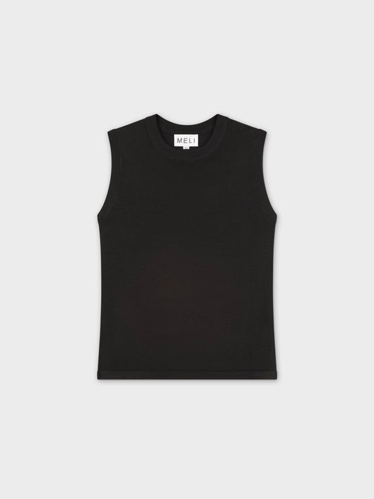 SLEEVELESS CREW SWEATER-BLACK