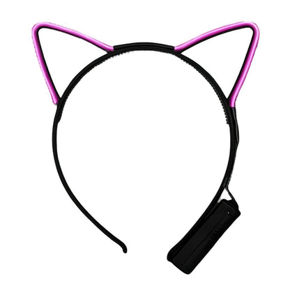 Electro Luminescent Cat Animal Ears Headband Pink