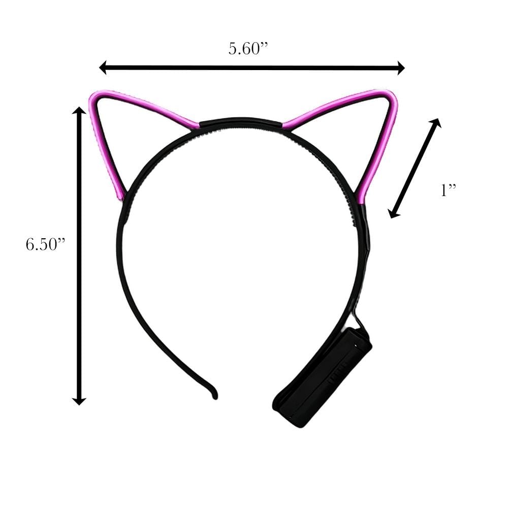 Electro Luminescent Cat Animal Ears Headband Pink