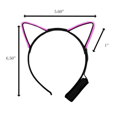 Electro Luminescent Cat Animal Ears Headband Pink