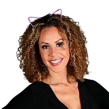 Electro Luminescent Cat Animal Ears Headband Pink