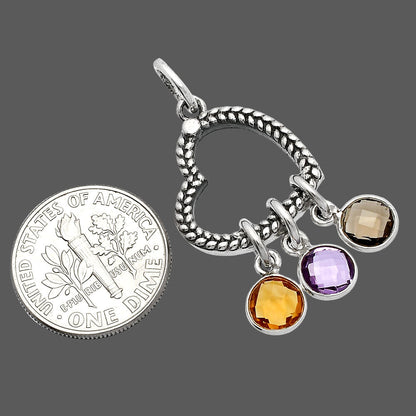 Heart - Citrine, Amethyst & Smoky Quartz Pendant P-1731 SDP147839