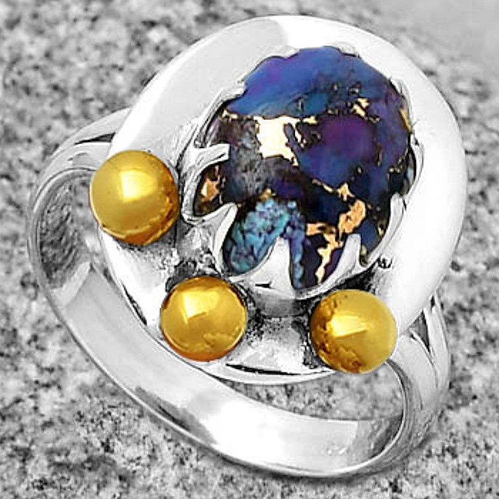 Two Tone - Copper Purple Turquoise Ring size-8 R-1503 SDR189982
