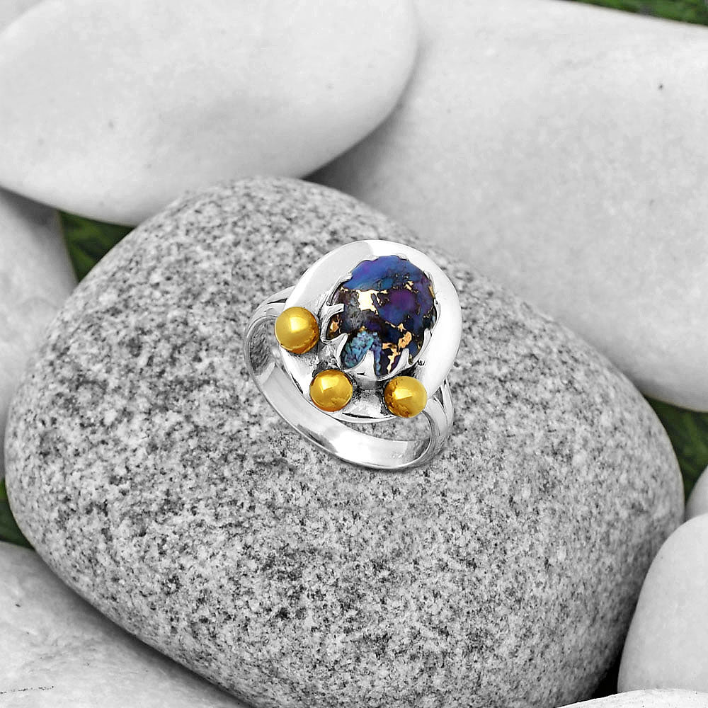 Two Tone - Copper Purple Turquoise Ring size-8 R-1503 SDR189982