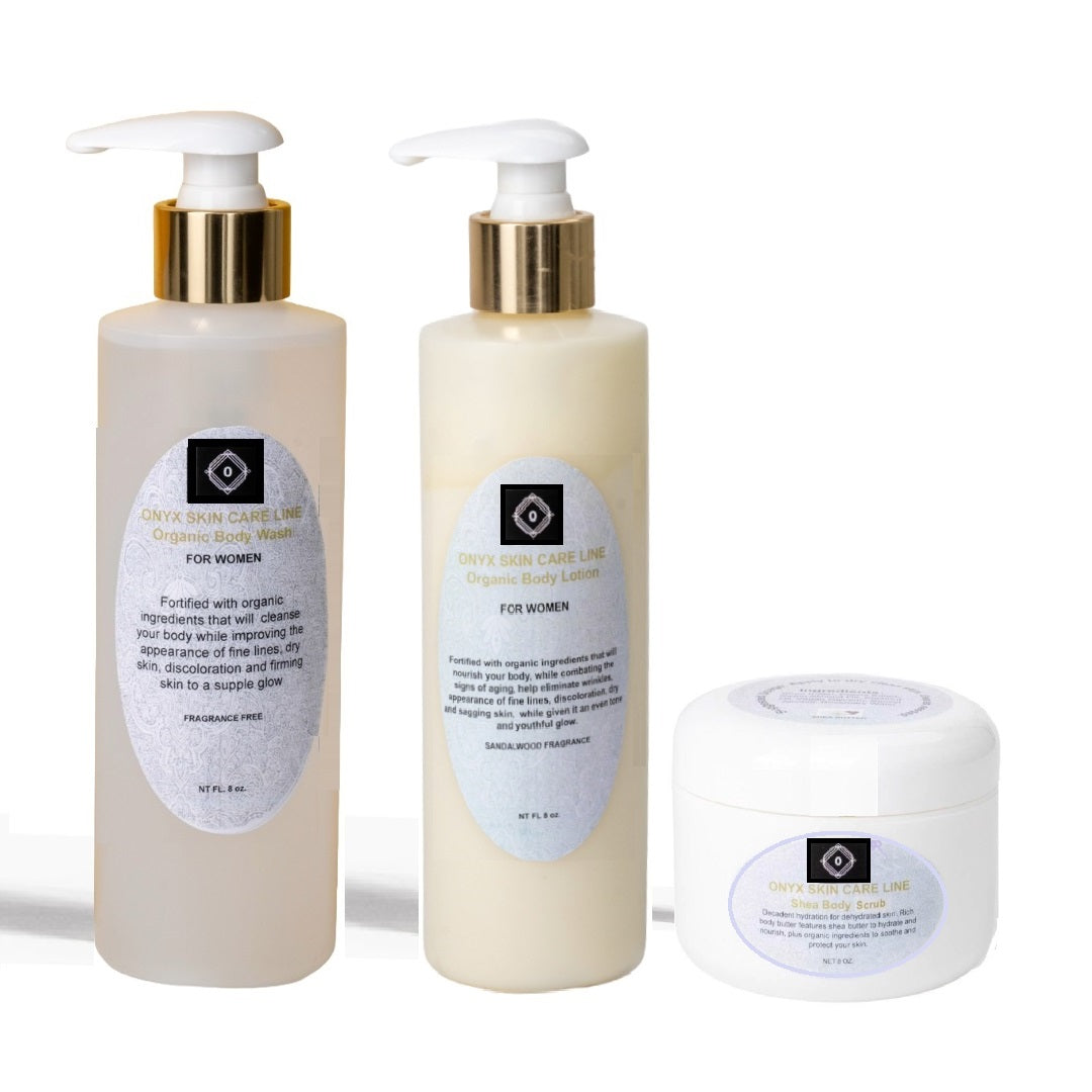 ORGANIC THREE STEP DRY  SKIN CARE SYSTEM -  for WOMEN Five Fragrances