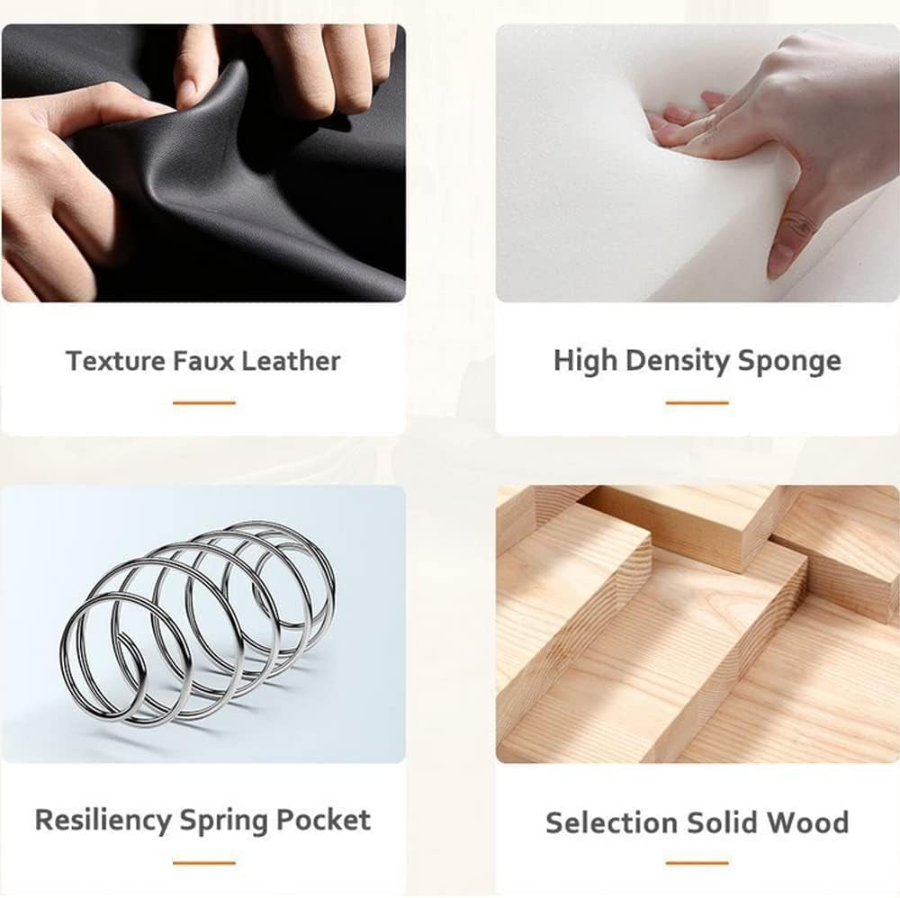 Vegan Leather Sofa Set 3 Piece Living Room Furniture White and Black