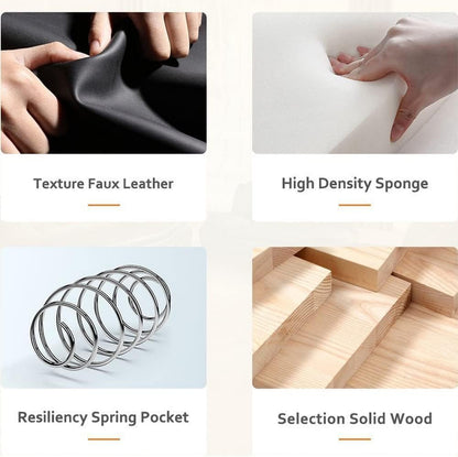 Vegan Leather Sofa Set 3 Piece Living Room Furniture White and Black