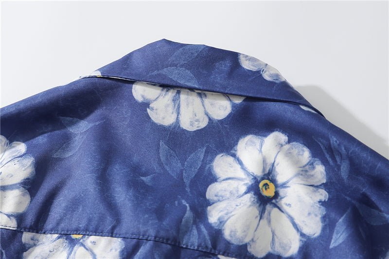 Daisy Flower Print Hip Hop Shirts Short Sleeve Summer Beach Streetwear Hawaiian Shirts Men Casual Harajuku Aloha Shirt