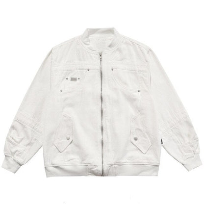 Denim Jacket Men Solid Patchwork Retro Zipper Coats Couple Oversize Punk High Street Fashion Jackets Men Outwear Autumn