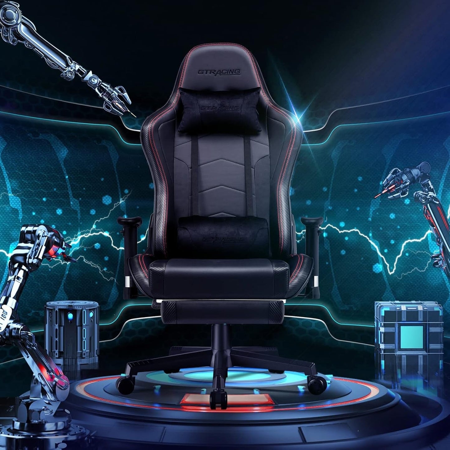 Gaming Chair With Footrest And Speakers Ergonomic Design