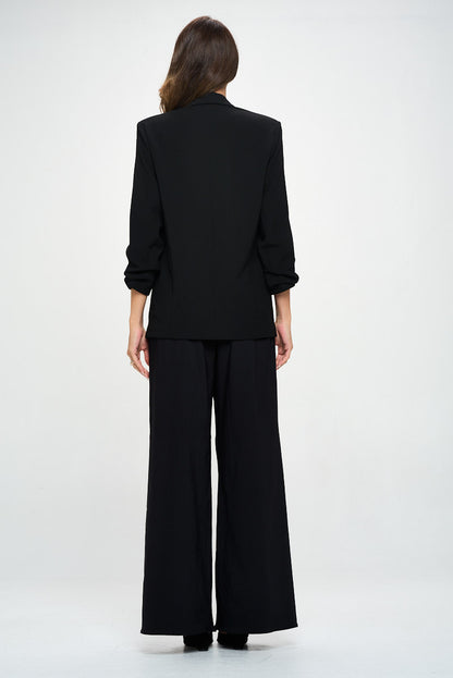 Solid Wide Leg Pants with Side Pockets