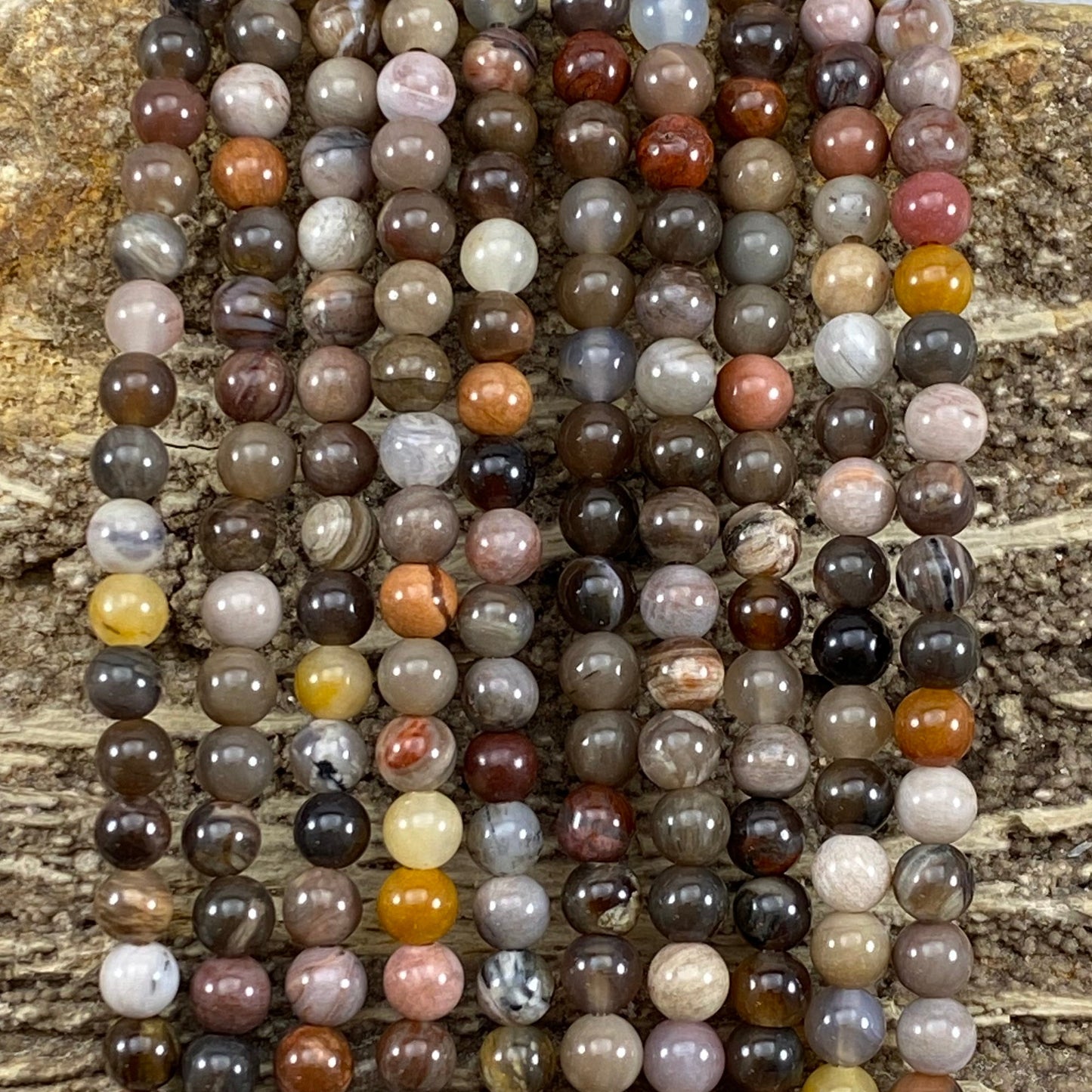 Petrified Wood (XinJiang,CN) Round 6mm 8mm