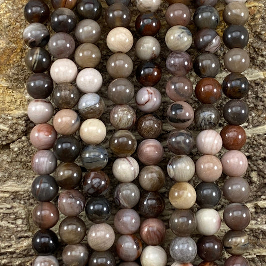 Petrified Wood (XinJiang,CN) Round 6mm 8mm