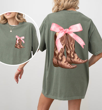 Coquette Cowboy Boots (front and back) - Comfort Tee