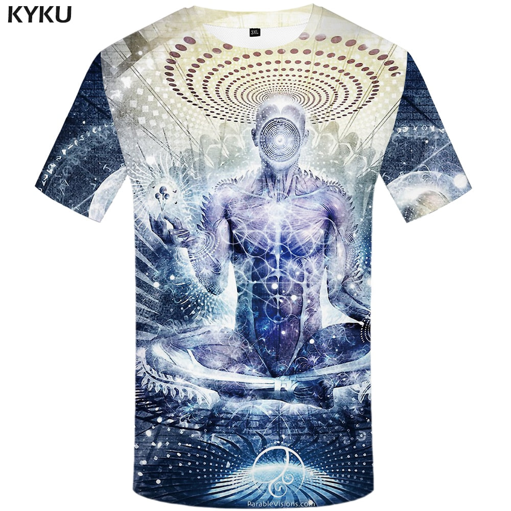 3d Tshirt Buddha T shirt Men Meditation Tshirt Printed Galaxy Space Anime Clothes Psychedelic Tshirts Casual Art T-shirts 3d