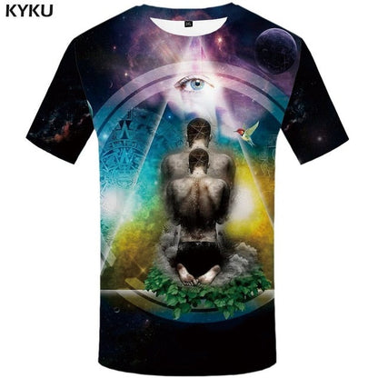 3d Tshirt Buddha T shirt Men Meditation Tshirt Printed Galaxy Space Anime Clothes Psychedelic Tshirts Casual Art T-shirts 3d