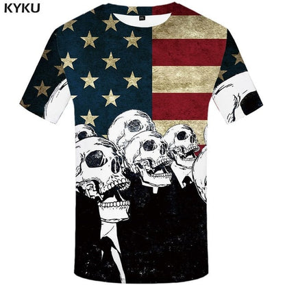 Skull T-shirt Men Flower Tshirts Casual Character Anime Clothes Harajuku Tshirt Printed Animal T-shirts 3d