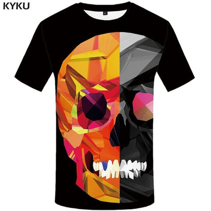 Skull T-shirt Men Flower Tshirts Casual Character Anime Clothes Harajuku Tshirt Printed Animal T-shirts 3d
