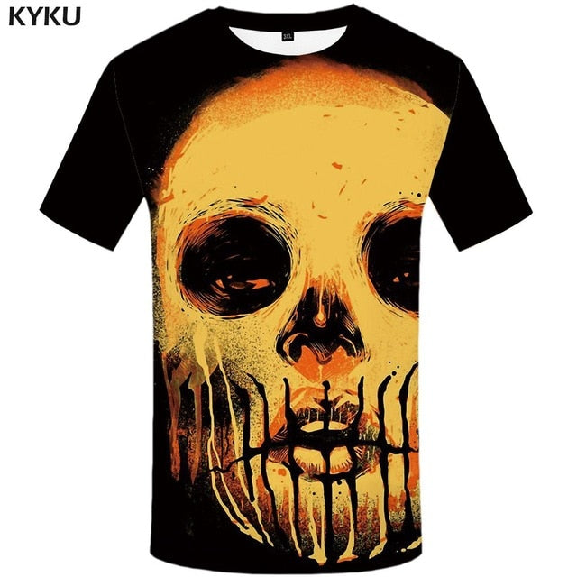 Skull T-shirt Men Flower Tshirts Casual Character Anime Clothes Harajuku Tshirt Printed Animal T-shirts 3d
