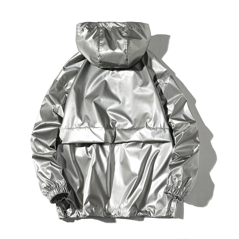 New Spring men Bright Leather Jacket Hooded Multi-pocket Fashion Design Men's Jackets and Coats Clothes Big Size 4XL 5XL