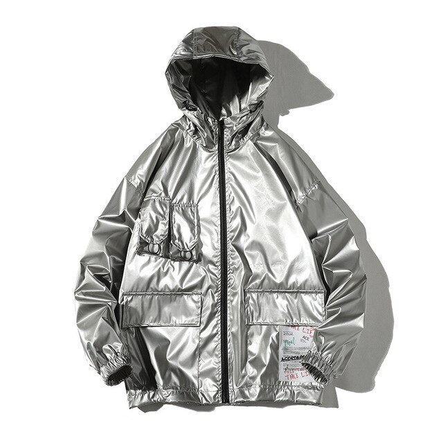 New Spring men Bright Leather Jacket Hooded Multi-pocket Fashion Design Men's Jackets and Coats Clothes Big Size 4XL 5XL