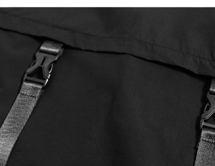 Harajuku Open Stitch Jackets Men Hip Hop Thin Coats Ribbons Japanese Style Male Seven-cent Sleeve Streetwear