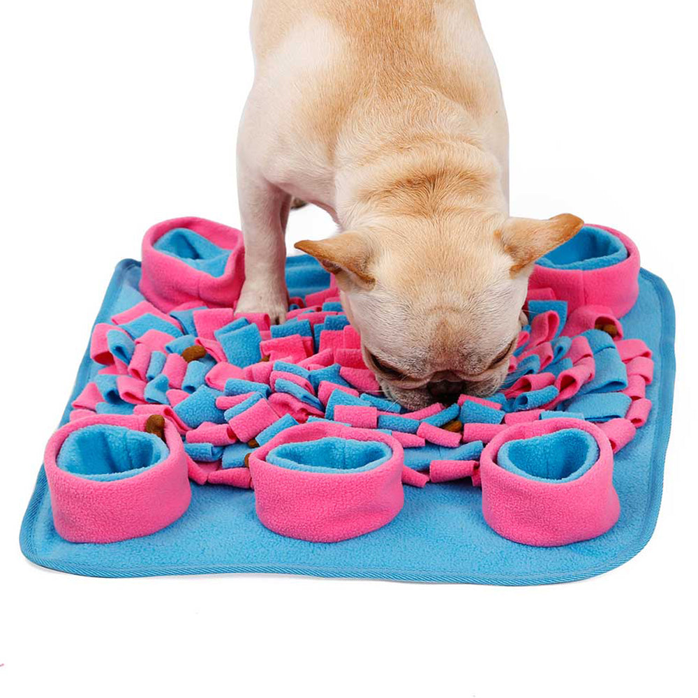 Eco Friendly Pet Dog Snuffle Mat Soft Fleece Colorful Non-slip Dogs Training Blanket Toys Dog Slow Eating Bowl Mats 42x42cm